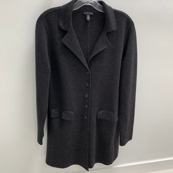 Eileen Fisher Jackets & Blazers - Eileen Fisher Gray Cardigan Sweater Jacket Sz M/M